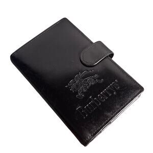 Auth. Vintage Burberry Black leather Nova Check Agenda W/Original Papers EUC